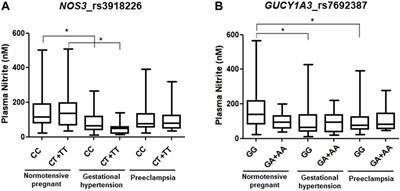 Functional polymorphisms of NOS3 and GUCY1A3 affect both nitric oxide formation and association with hypertensive disorders of pregnancy